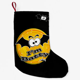 Petite Chaussette De Noël Je suis Batty Orange et Yellow Swirl