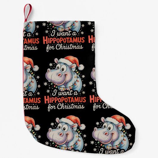 Petite Chaussette De Noël Je Veux Un Hippopotame Pour Noël Noël Noël Fêtes (Devant)