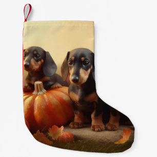 Petite Chaussette De Noël Jeune Teckel Délice d'Automne Citrouille