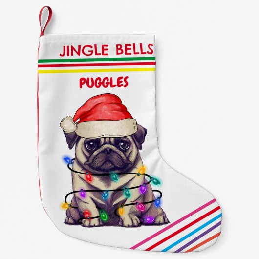 Petite Chaussette De Noël JINGLE BELLS CARLIN Noël Stocking avec nom. (Devant)