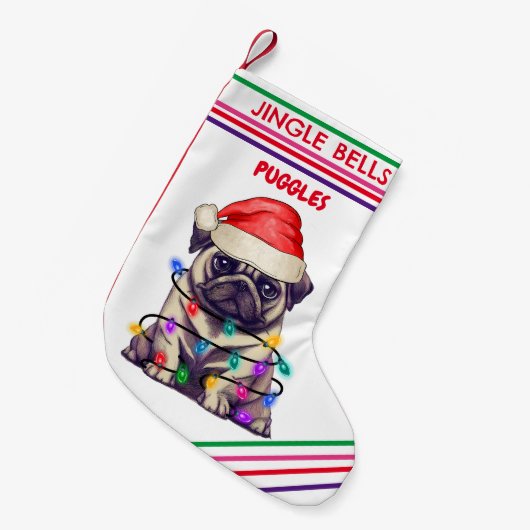 Petite Chaussette De Noël JINGLE BELLS CARLIN Noël Stocking avec nom. (Devant (Accrochage))