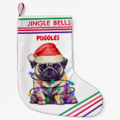 Petite Chaussette De Noël JINGLE BELLS CARLIN Noël Stocking avec nom. (Devant)