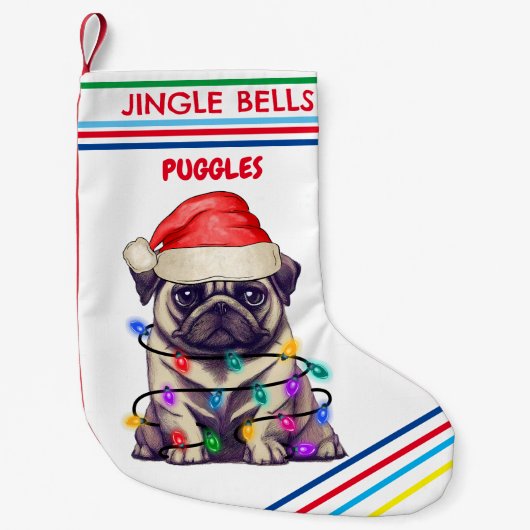 Petite Chaussette De Noël JINGLE BELLS CARLIN Noël Stocking avec nom. (Devant)