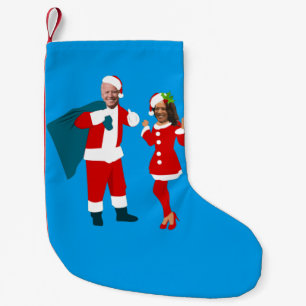 Petite Chaussette De Noël joe biden père Noël kamala harris bleu Noël