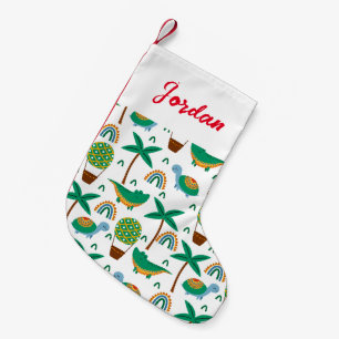 Petite Chaussette De Noël Joli Alligator tortue colorée Motif arc-en-ciel