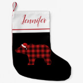 Petite Chaussette De Noël Joli Bear Silhouette Buffalo Plaid (Devant)