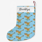 Petite Chaussette De Noël Joli bébé guépard en cours de dessin animé illustr (Dos)