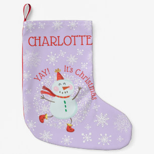 Petite Chaussette De Noël Joli bonhomme de neige de Noël personnalisé avec f