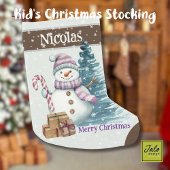 Petite Chaussette De Noël Joli bonhomme de neige violet avec des présentateu