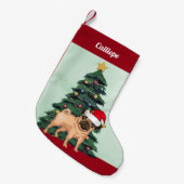 Petite Chaussette De Noël Joli Carlin de Noël à Santa Hat Animaux de compagn (Devant (Accrochage))