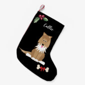 Petite Chaussette De Noël Joli Collie Chien Monogramme Noir (Devant (Accrochage))
