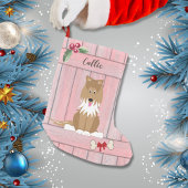 Petite Chaussette De Noël Joli Collie Chien Rose en bois clôture Monogramme