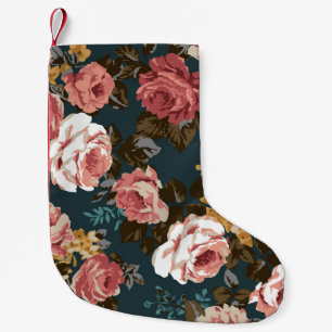 Petite Chaussette De Noël joli design de fleur illustration textile art, pat