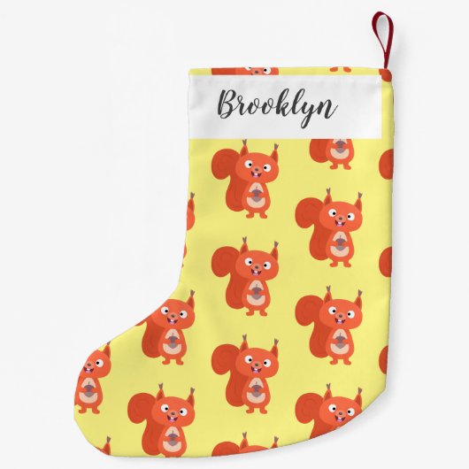 Petite Chaussette De Noël Joli dessin animé d'écureuil roux (Dos)