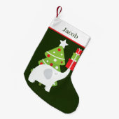Petite Chaussette De Noël joli éléphant blanc ajouter nom (Devant (Accrochage))