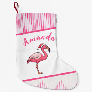 Petite Chaussette De Noël Joli Flamant rose rose et blanc Noël