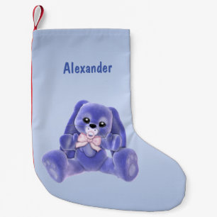 Petite Chaussette De Noël Joli Lapin Bleu Bunny