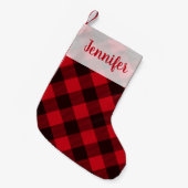 Petite Chaussette De Noël Joli motif de Noël à carreaux rouges buffle (Devant (Accrochage))