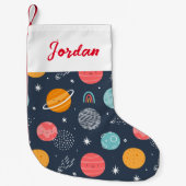 Petite Chaussette De Noël Joli Motif Planète Souriante (Devant)