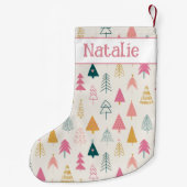 Petite Chaussette De Noël Joli Noël Arbres Roses Bleues Nom du Motif (Dos)