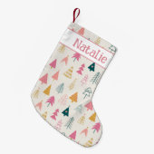 Petite Chaussette De Noël Joli Noël Arbres Roses Bleues Nom du Motif (Devant (Accrochage))