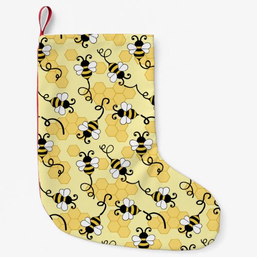 Petite Chaussette De Noël Joli petit motif abeilles (Devant)