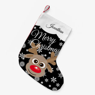 Petite Chaussette De Noël Joli renne de Noël noir blanc Nom du script