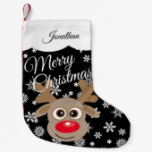 Petite Chaussette De Noël Joli renne de Noël noir blanc Nom du script (Devant)