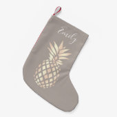 Petite Chaussette De Noël Joli rose en cuivre, ananas et gris (Devant (Accrochage))