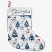 Petite Chaussette De Noël Joli Snowman Et Snowy Trees Joyeux Noël (Devant)