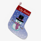 Petite Chaussette De Noël Joli Snowman Noël Stocking Personnalisé (Devant (Accrochage))
