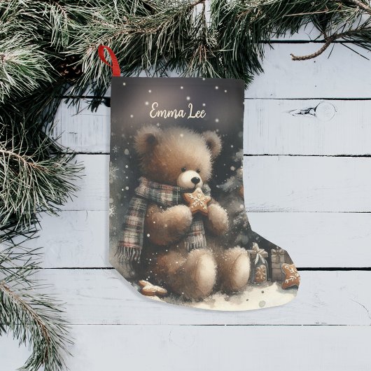 Petite Chaussette De Noël Joli Teddy Bear Monogramme de Noël