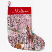 Petite Chaussette De Noël Jolie Bois Animaux Fêtes Noël (Devant)