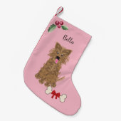 Petite Chaussette De Noël Jolie fille Yorkie Chien Rose Monogramme (Devant (Accrochage))