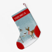 Petite Chaussette De Noël Jolie illustration de Noël Cerfs, Arbre et Oiseaux (Dos (Accrochage))