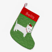 Petite Chaussette De Noël Jolly Père Noël West Highland Terrier (Devant (Accrochage))