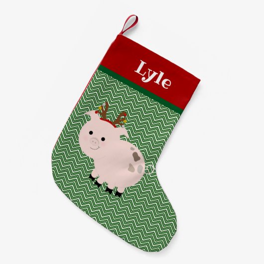 Petite Chaussette De Noël Jolly Pet Pig Stockage personnalisé (Devant (Accrochage))