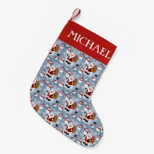 Petite Chaussette De Noël Jolly Santa Claus et Snowmen Motif de Noël