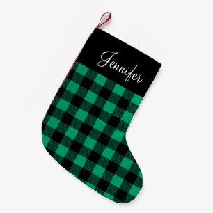 Petite Chaussette De Noël Jote Buffalo Vert Plaid Check Nom Motif Petit