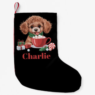 Petite Chaussette De Noël Jouet personnalisé au nom Caniche Chien Noël 