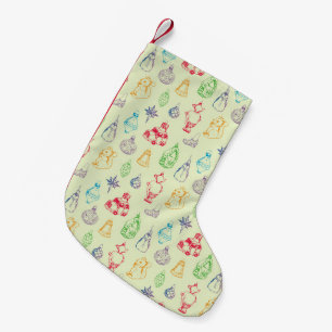 Petite Chaussette De Noël Jouets de Noël colorés de style vintage dessinés m