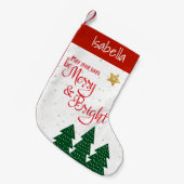 Petite Chaussette De Noël Jours Be Merry Bright Trees Gold Star Typographie (Devant (Accrochage))