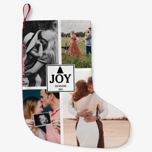 Petite Chaussette De Noël Joy Noël Famille Photo Collage Noël (Devant)