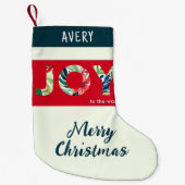 Petite Chaussette De Noël Joy To The World Festive Modern (Devant)