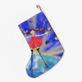 Petite Chaussette De Noël Joyeuse fille avec oiseaux Noël Stocking (Dos (Accrochage))