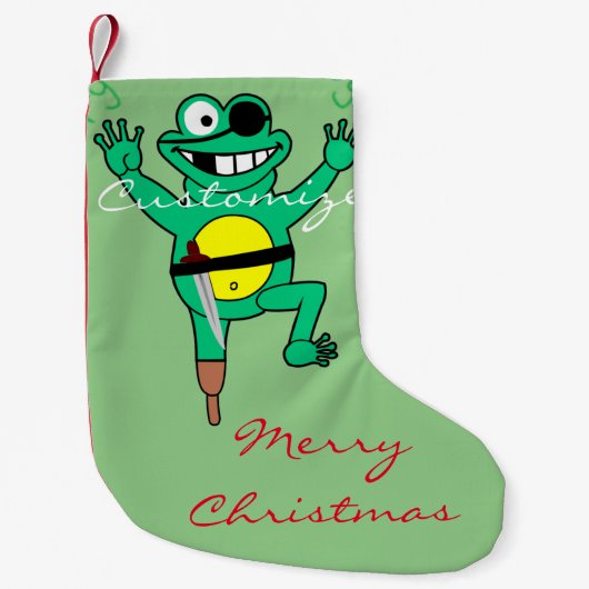 Petite Chaussette De Noël Joyeuse grenouille pirate Jour Thunder_Cove (Devant)