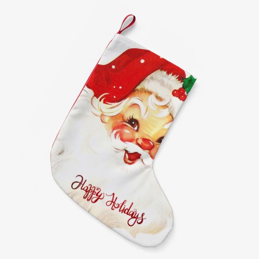 Petite Chaussette De Noël Joyeuses fêtes, Santa Claus Retro (Devant (Accrochage))