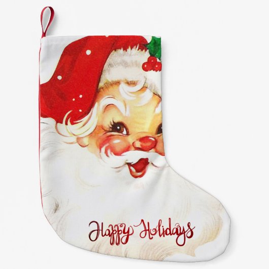 Petite Chaussette De Noël Joyeuses fêtes, Santa Claus Retro (Devant)