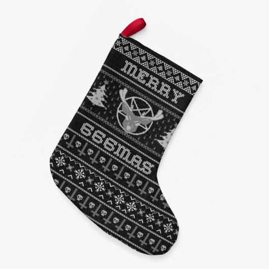 Petite Chaussette De Noël Joyeux 666mas Goth Motif de Noël Éffrayant (Devant (Accrochage))