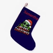 Petite Chaussette De Noël Joyeux Alien de Noël personnalisé (Devant (Accrochage))